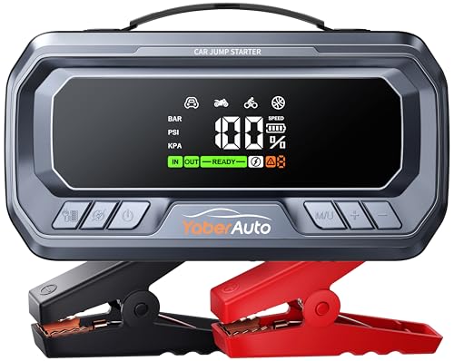 YaberAuto starthilfe powerbank 6000A mit kompressor 160PSI und lcd bildschirm