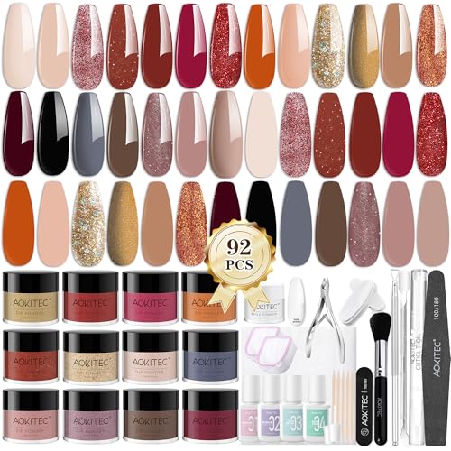 aokitec dipping powder nails set 92 teile mit 20+1 farben und nagelzubehör