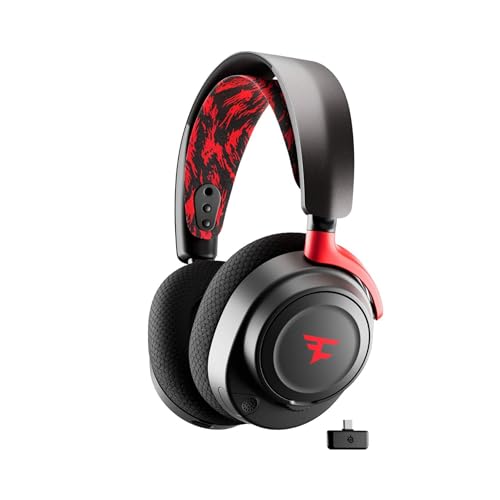 steelseries arctis nova 7 wireless gaming headset, faze clan edition, dual 2,4 ghz, bluetooth