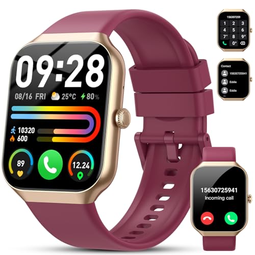 smartwatch damen herren, 1,96 zoll fitnessuhr mit telefonfunktion, 115+ sportmodi, wasserdicht