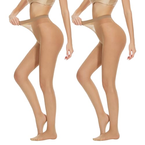 akkqhh damen strumpfhosen 20 den transparent high waist reißfest 2er pack