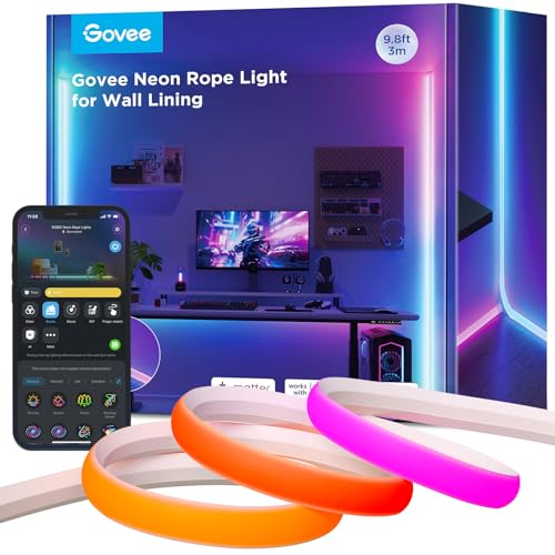 govee neon led strip 3m rgbic sockelleiste musiksync zuschneidbar für wohnzimmer und schlafzimmer