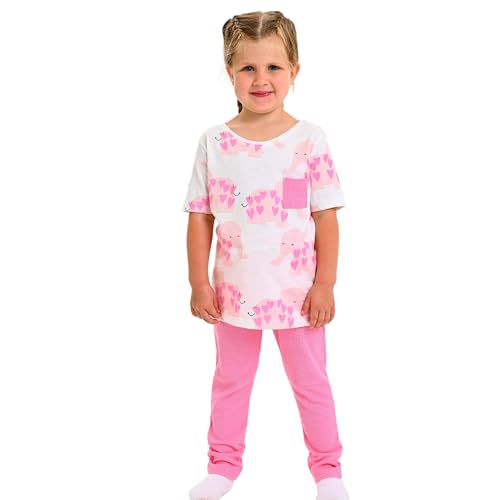 deiko hosen t-shirt set kinder 100% baumwolle mädchen jungen sommer weiß-rosa 3-4 jahre