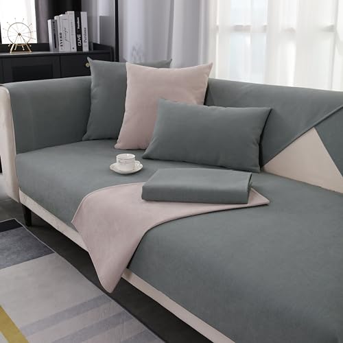 Chenille Sofabezug, Rutschfester Couchüberzug, Sofaschoner für U/L-Form Sofas
