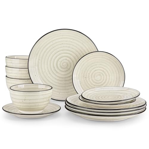 vancasso geschirrsets 12-teilig für 4 personen bonbon beige kombiservice handbemalt
