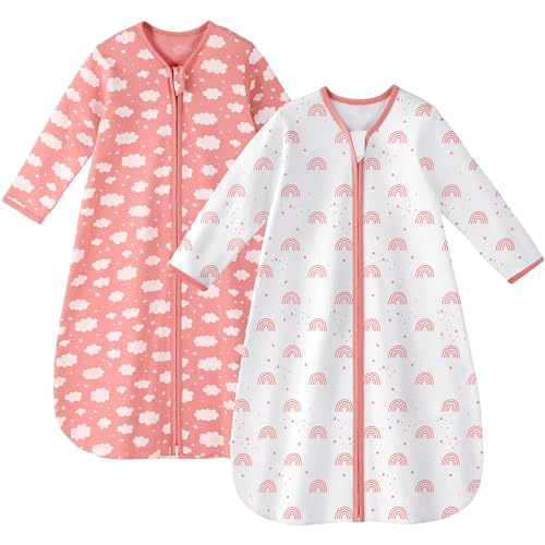 unnivoll baby schlafsack sommer 0.5 tog 100% baumwolle 6-12 monate 78 cm rosa weiß regenbogen