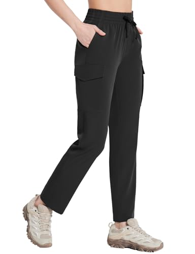baleaf damen wanderhose schwarz wasserabweisend trekkinghose mit tasche gr. L