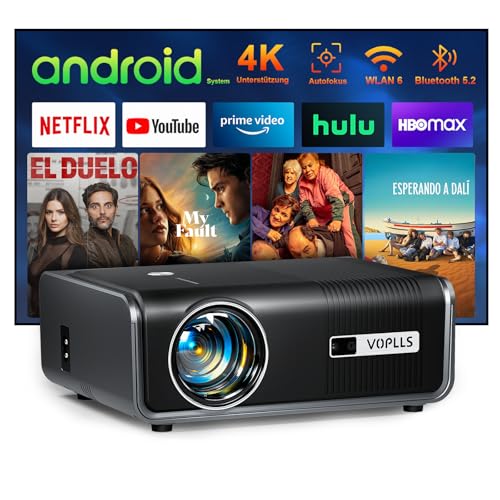 beamer full hd 1080p 22000 lumen voplls android tv wifi6 bluetooth für heimkino outdoor