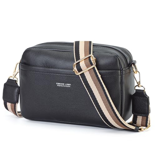Damen Handytasche Schwarz 22x16x8 cm, PU Leder, Crossbody Umhängetasche