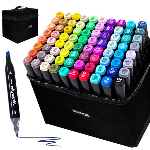 alcohol marker set 80 farben doppelseitige marker schnell trocknend, tbc