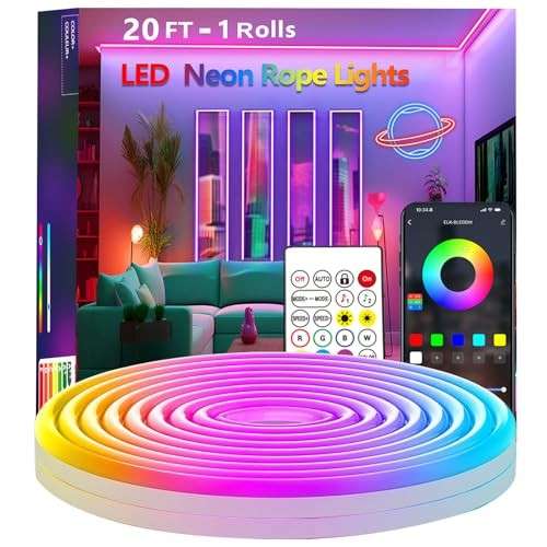 RGB LED Strip Lights 6M, Musik Sync, 24V, flexibel für Schlafzimmer und Außendekoration