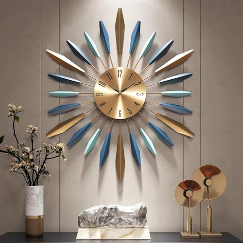 Produktbild: ganddobe metallwanduhr groß, mid-century design, lautlos für wohnzimmer, schlafzimmer, büro