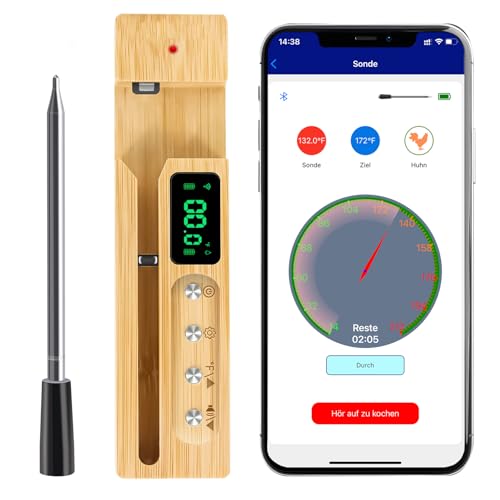 kabelloses fleischthermometer 150 m wireless grill thermometer bluetooth digital für grill und backofen