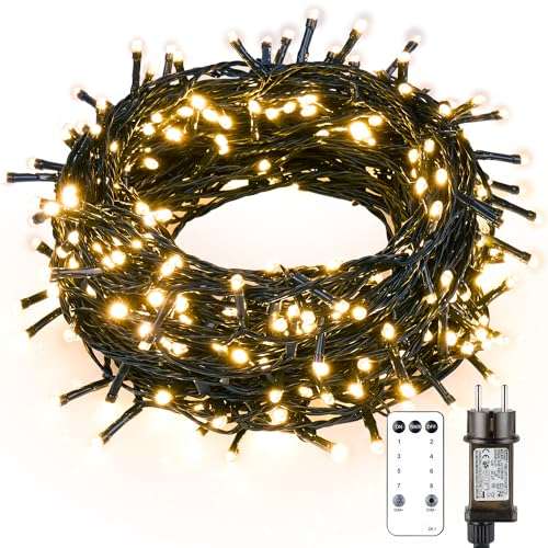 Lichterkette 20m 200 LED Außen Innen, Timer Fernbedienung Dimmbar Wasserdicht Warmweiß
