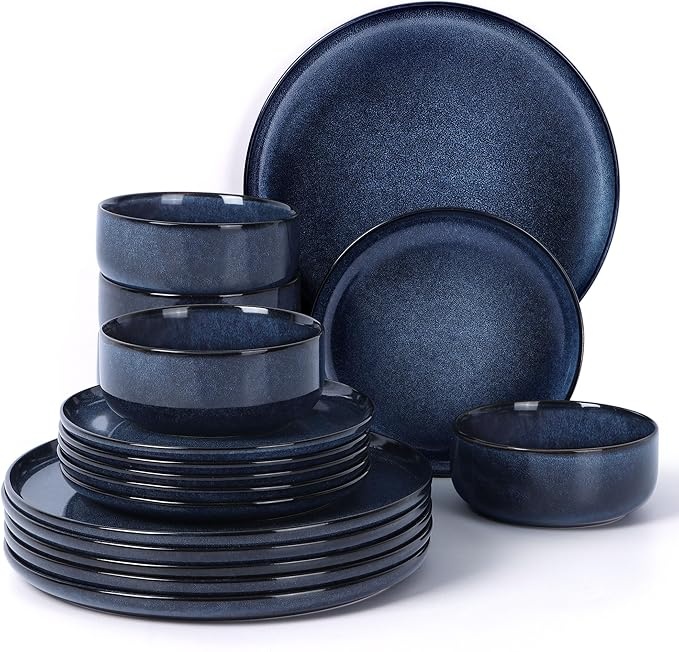 homikit geschirrset steingut für 6 personen, universum blau
