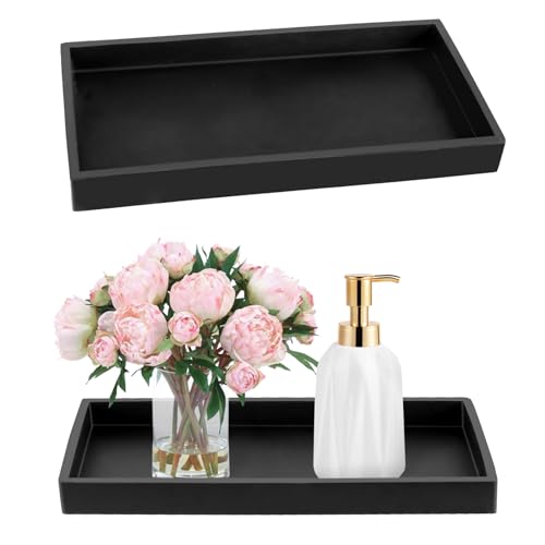 Produktbild: Figarge 2 pcs silikon Badezimmer Tablett schwarz rechteckig Ablageschale klein