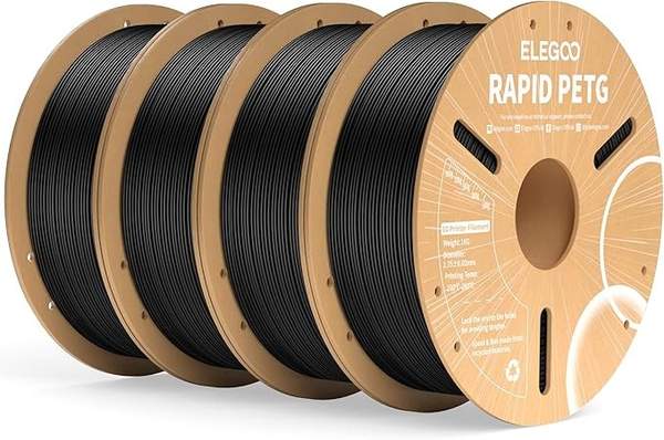 Elegoo Rapid PETG Schwarz 4 Rollen - 1,75mm Filament