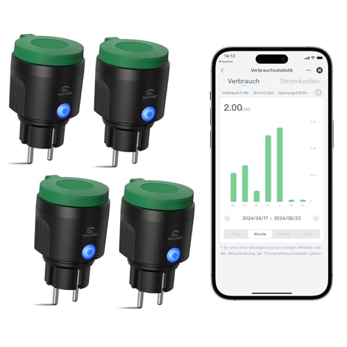 eightree wifi outdoor socket, ip44 wasserdichter steckdose, kompatibel mit alexa, google home, fernbedienung