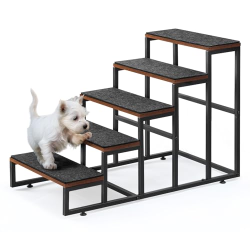 hundetreppe 52 cm hoch, haustiertreppe mit 5 stufen für hunde und katzen, rutschfest