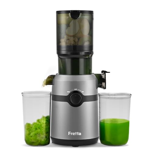 fretta slow juicer entsafter mit 108mm xl öffnung, 1l kapazität, grau