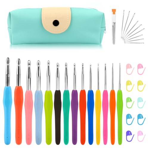 häkelnadel set mit ergonomischem softgriff, vfandv häkelset für anfänger und profis