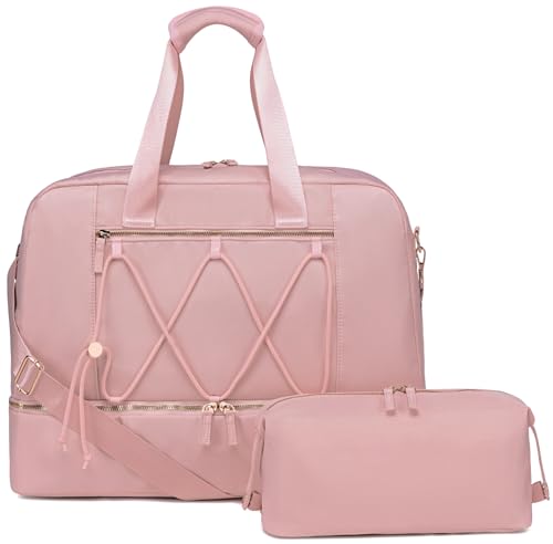 ledou reisetasche damen große wasserdichte sporttasche mit kulturtasche rosa