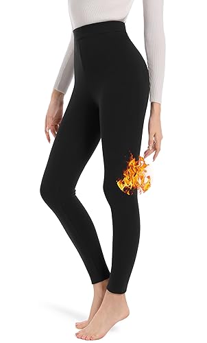 Thermo leggings damen gefüttert mit fleece, warm, schwarz, 3XL, ACHTELEPHS