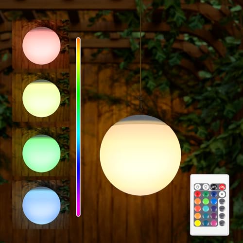 rwwr solar kugeln hängelampe außen solar led pendelleuchte wasserdicht 20 cm mit lichtsensor