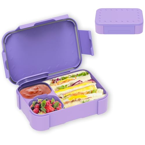 xjianfu kinder brotzeitbox mit fächern, 900 ml, auslaufsicher, lila