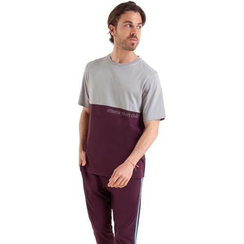 athena herren pyjamaset marineblau backstein niedrig größe s