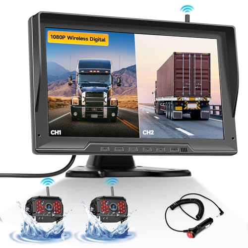 OiLiehu kabellose rückfahrkamera set, wasserdichte infrarotkamera, 10,1" monitor für lkw wohnmobile 12V-24V