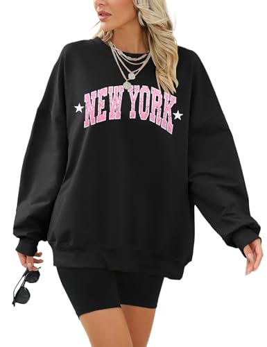 svanco oversize pullover damen vintage sweatshirt rundhals langarmshirt teenager mädchen