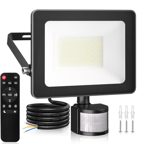 meikee 35w led strahler mit bewegungsmelder 3440lm 6500k ip66 wasserdicht für außen