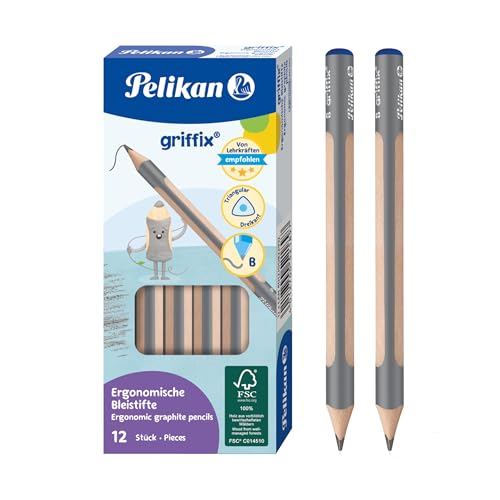 Dreikant-Bleistifte Pelikan griffix aus Holz, Minen-Stärke B, 12 Stück