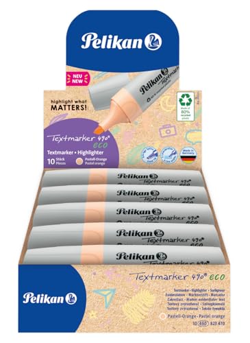 textmarker pelikan 490 eco pastell orange 10 stück faltschachtel