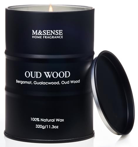 M&SENSE Duftkerze aus Sojawachs mit oud holz, 320g, 70 Stunden Brenndauer