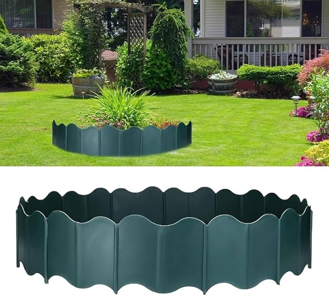 Beeteinfassung Kunststoff 20 Stück, 14 cm hoch, 320 cm lang, flexible Gartenkante