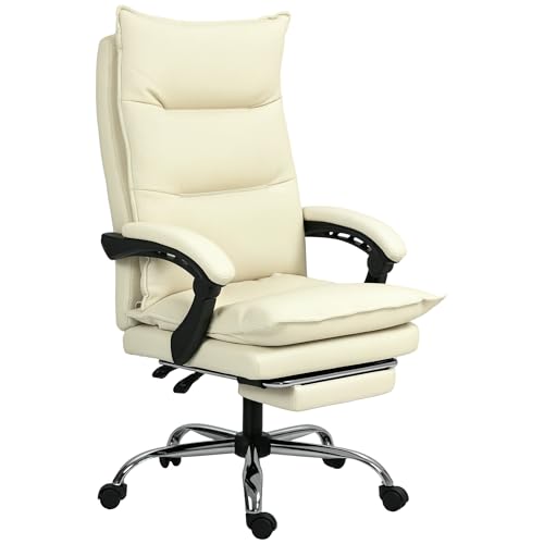 vinsetto bürostuhl ergonomisch höhenverstellbar mit liegefunktion und fußstütze beige