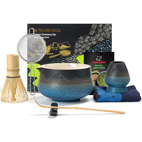 matcha set teanagoo mit matcha besen und schale, marineblau, geschenk für matcha-liebhaber