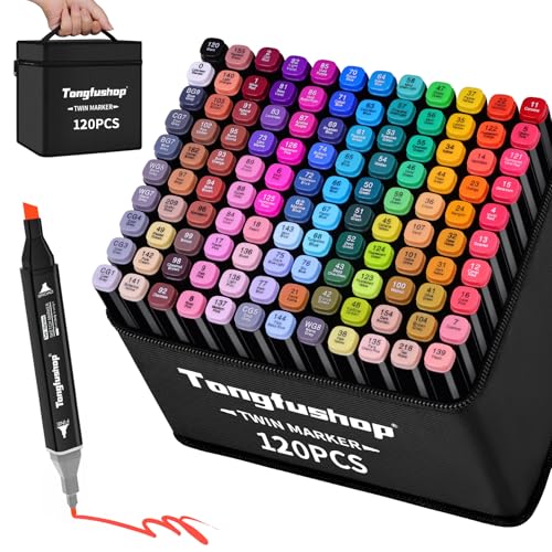 tongfushop marker stifte set 120 farben alkoholmarker meißel feine spitze für zeichnung manga