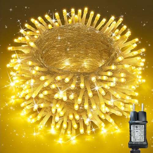 moxled lichterkette außen 35m 350led warmweiß wasserdicht mit timer 8 modi für garten weihnachten