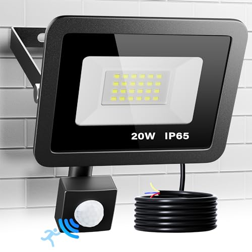 led strahler außen mit bewegungsmelder 20w 2000lm ip65 wasserdicht für garten garage haus