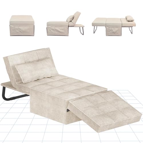 flexispot schlafsessel klappbar mit hocker umwandelbarer sessel beige 300kg 72x69x35 cm