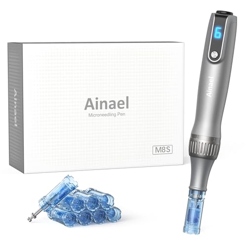 microneedling pen ainael m8s kabellos elektrisch für gesicht körper haare bart - 2 patronen