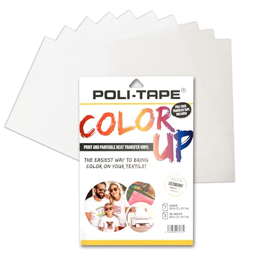 poli-flex color up transferfolie für textilien, bundle-pack 7x a4 folie