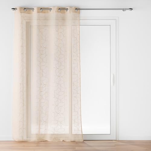 ösendvorhang douceurd'intrieur luxor 140 x 280 cm beige sabl-voile metallic-druck