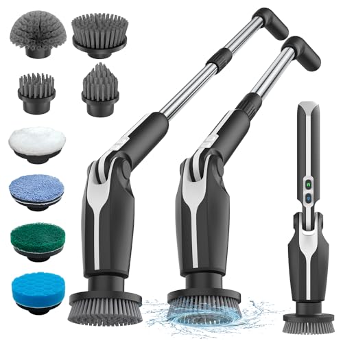 leebein elektrische reinigungsbürste spin scrubber 8 bürstenköpfe verlängerungsgriff