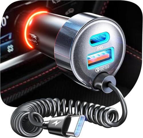 lisen kfz ladegerät 65w usb c zigarettenanzünder 1,5m mit pd und qc 3.0 für iphone 16, samsung s25