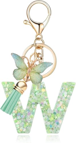 frundoo schlüsselanhänger anfangsbuchstabe mädchen grün schmetterling geschenke damen