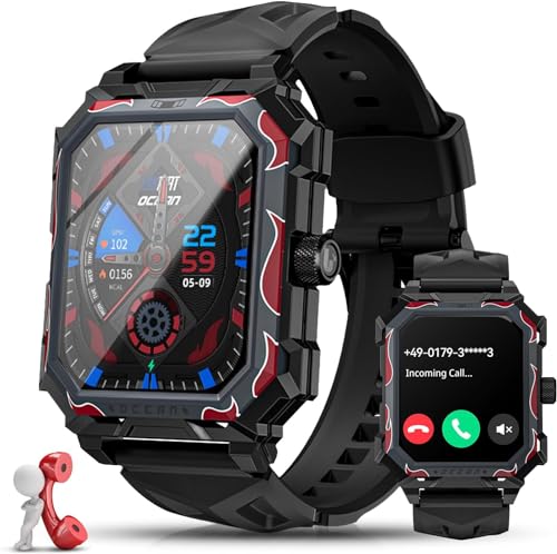 loKmat smartwatches herren mit touchscreen 1,96 zoll, wasserdicht 5atm, 100+ sportmodi